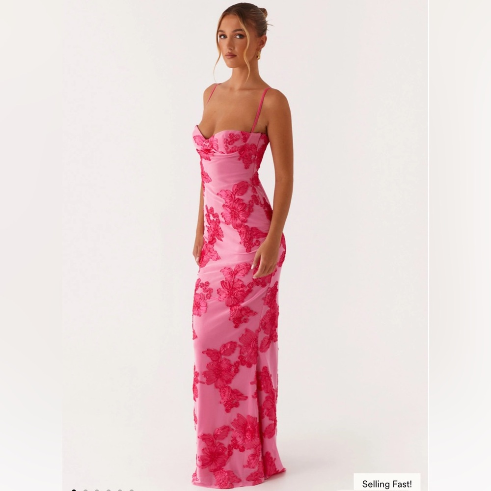 Peppermayo Strapless Pink Floral Dress